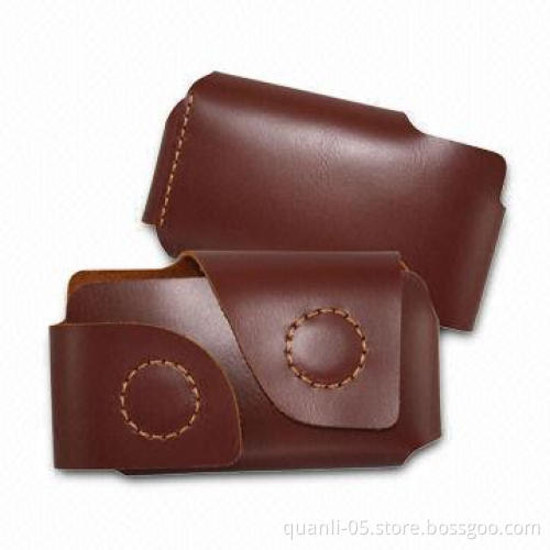 Fashionable Mobile Phone Case with Magnetic Button, Made of Genuine Leather